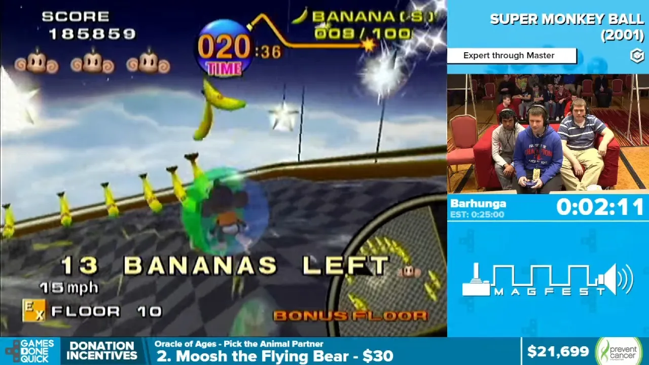An image of Barhunga playing Super Monkey Ball at AGDQ 2016 (https://www.youtube.com/watch?v=zywO7w49Fys)