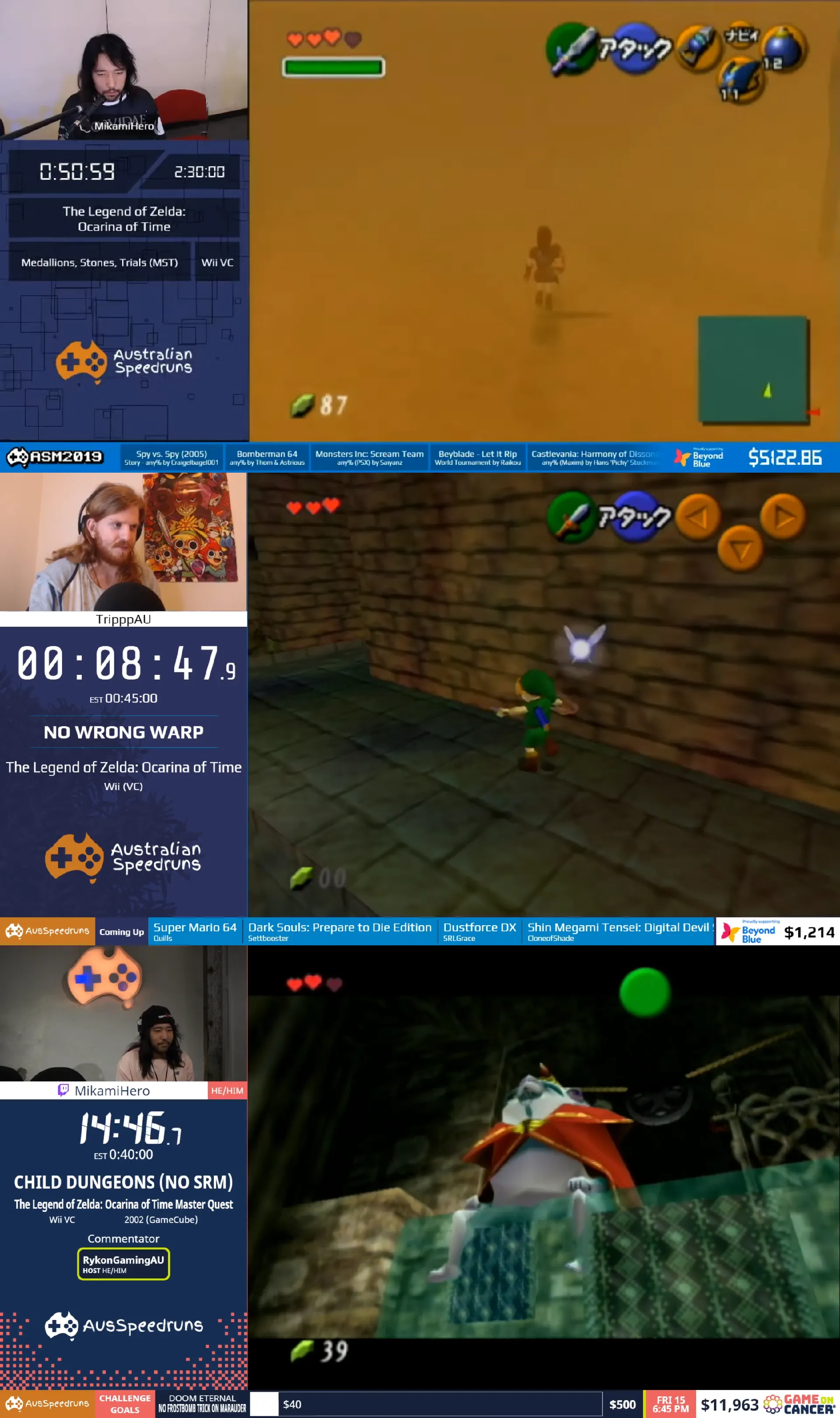 A collage of speedrun layouts from ASM2019, ASM2020 and ASM2022