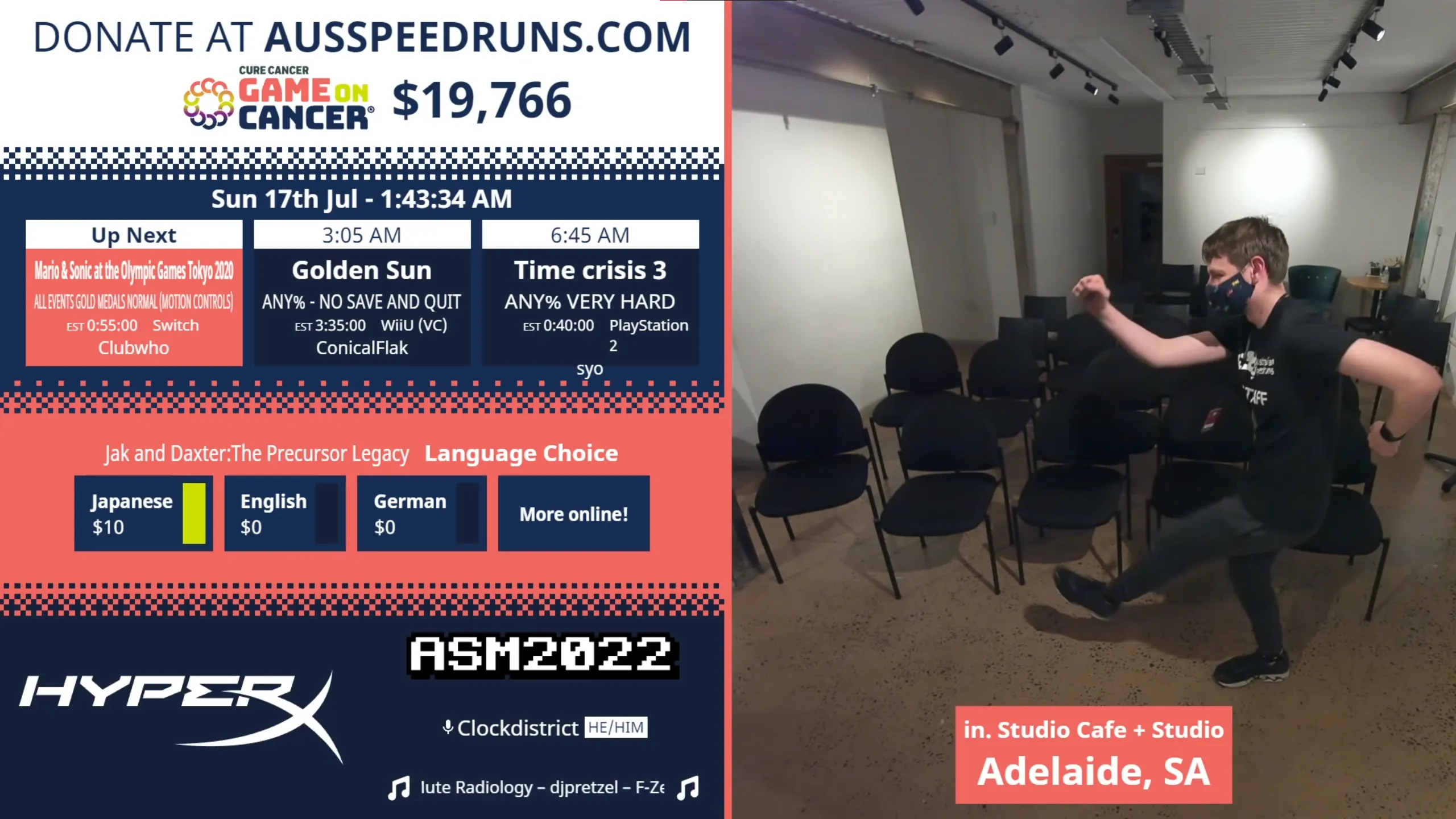An image showing the ASM 2022 intermission and Clubwho dancing in the crowd cam