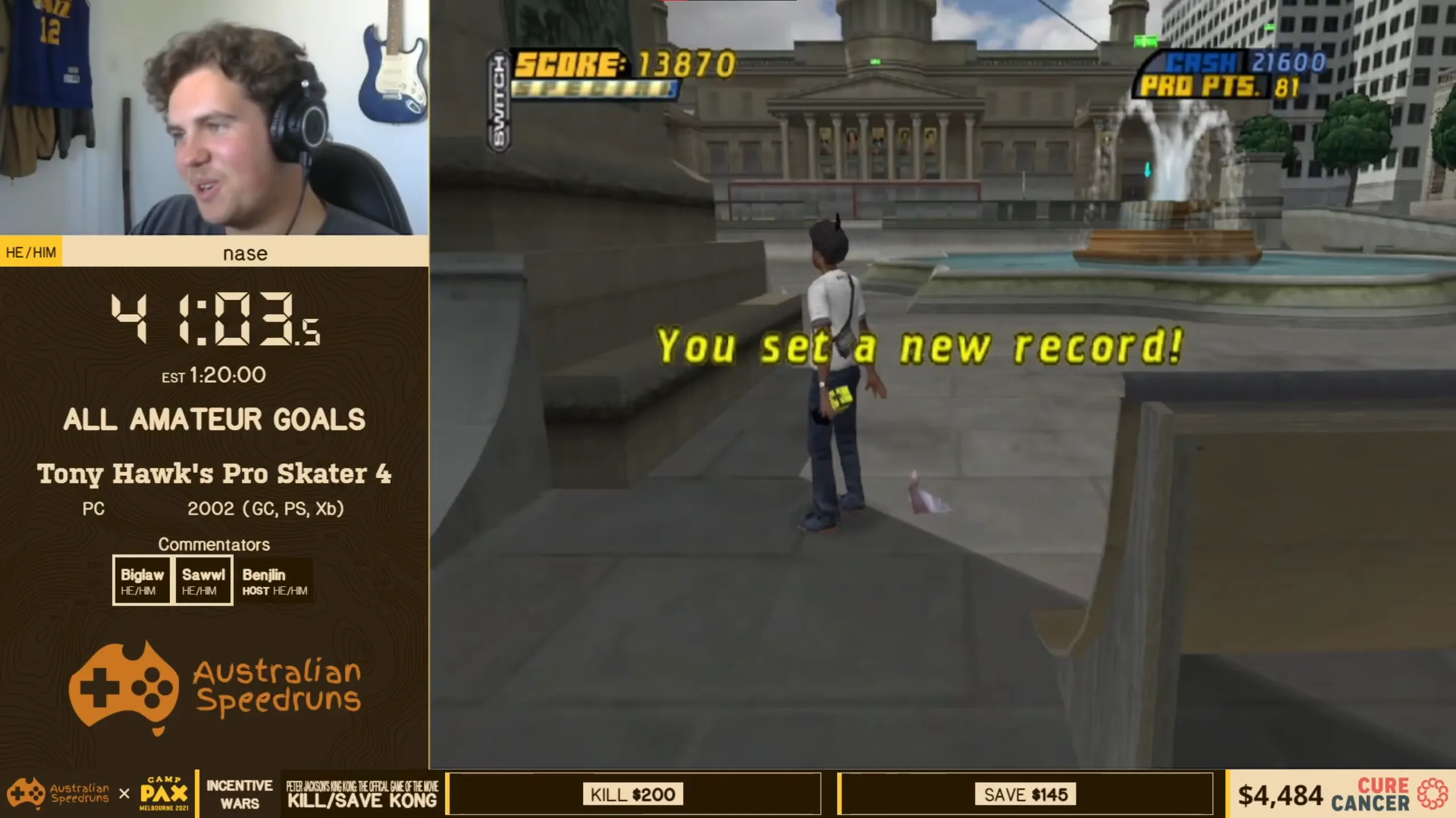 nase speedrunning Tony Hawk&#x27;s Pro Skater at AusSpeedruns x PAX 2021